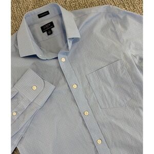 J. Crew Thompson Button Up Shirt 14-14.5 LS Blue Plaid Flex Wrinkle Free